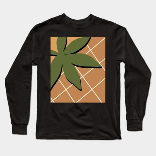 Minimal Modern  Abstract Shapes  Leaves Warm Tones  Design Long Sleeve T-Shirt